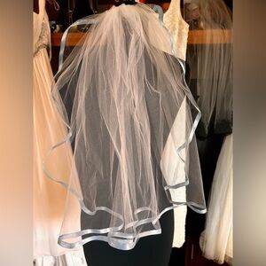Illusions veil with Light Blue Edge Trim